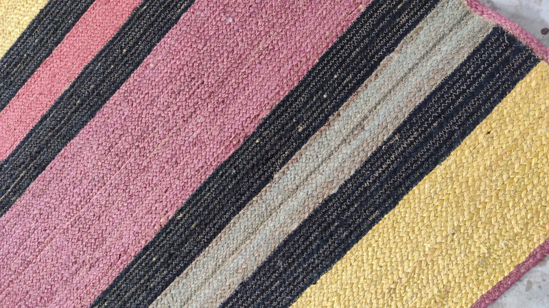 Mighty Mack McTeer 8x10 Handwoven Violet and Grey Striped Jute Rug | Banana Manor Rug Company