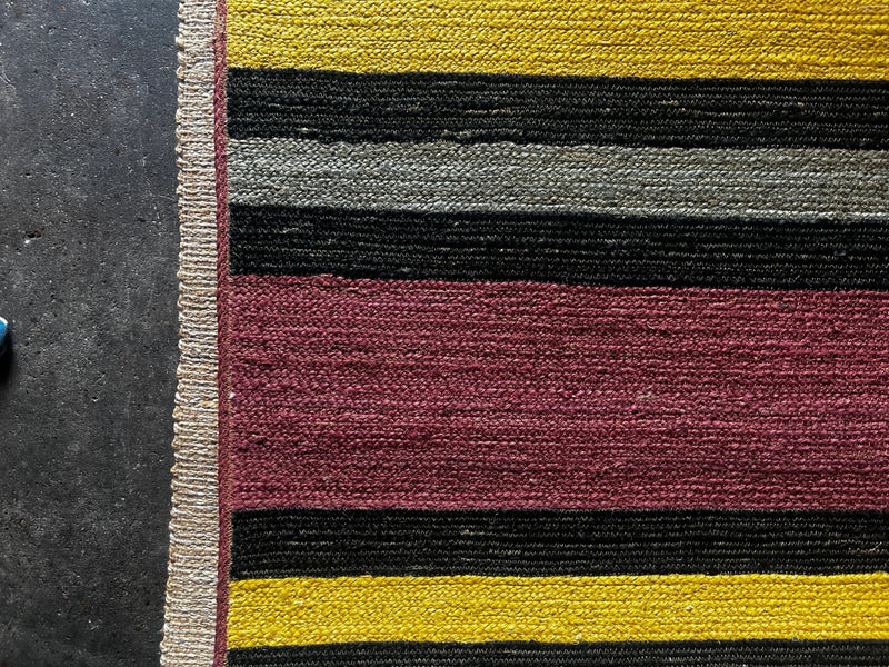 Mighty Mack McTeer 8x10 Handwoven Violet and Grey Striped Jute Rug | Banana Manor Rug Company