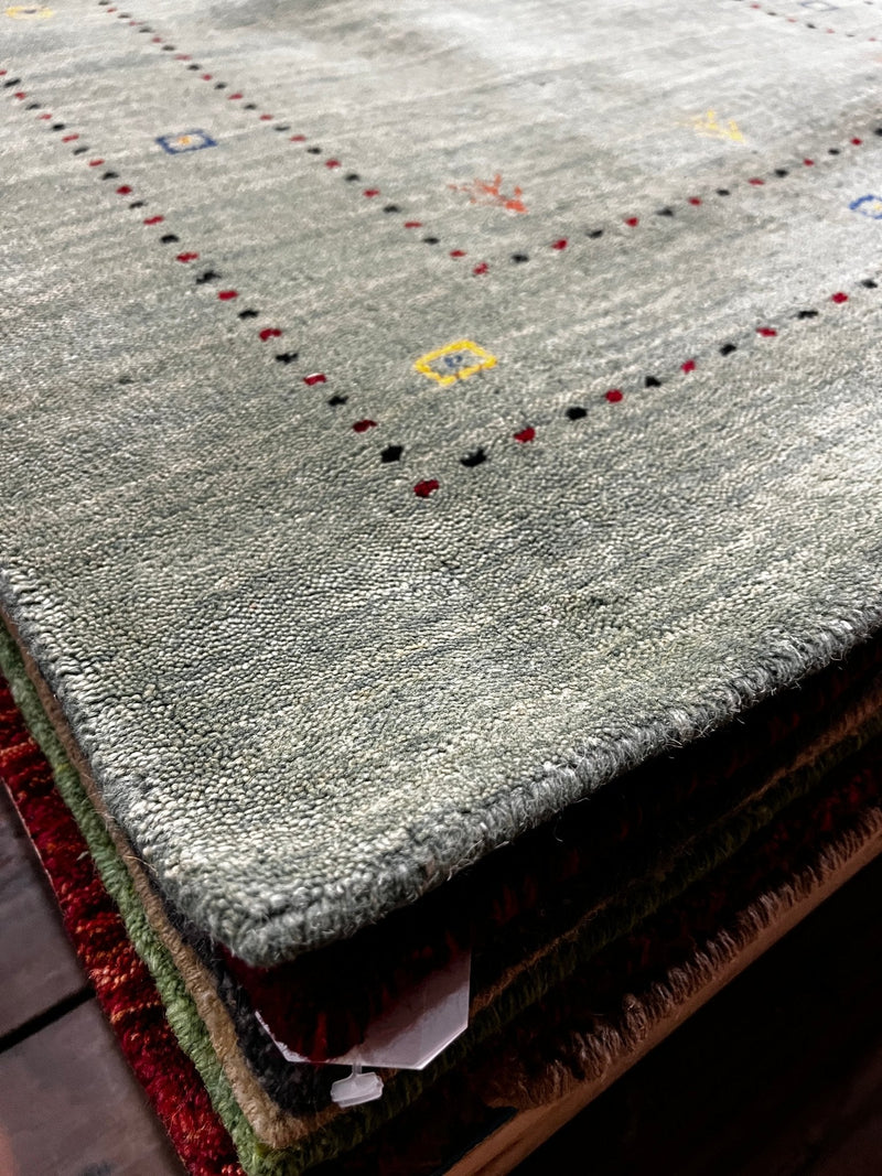 Mojo 3x4.9 Green Handwoven Gabbeh Rug | Banana Manor Rug Factory Outlet