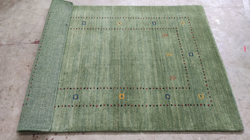 Mojo 3x4.9 Green Handwoven Gabbeh Rug | Banana Manor Rug Company