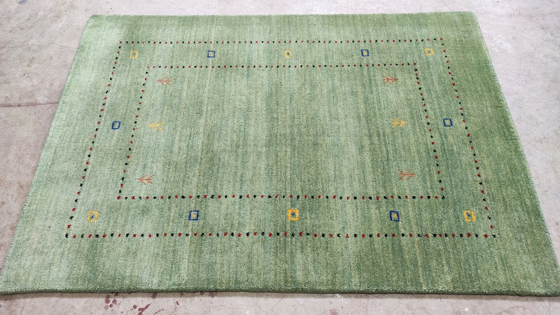 Mojo 3x4.9 Green Handwoven Gabbeh Rug | Banana Manor Rug Company