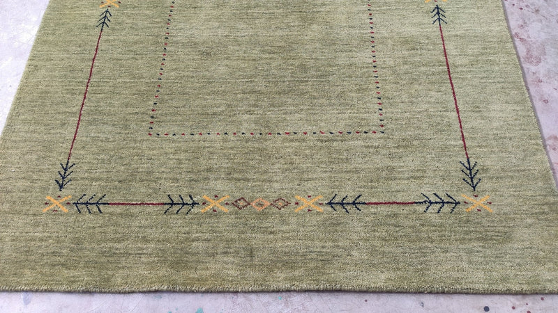 Mojo 3x4.9 Green Handwoven Gabbeh Rug | Banana Manor Rug Company