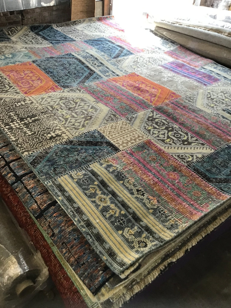 Mona Lisa 9x12 Multi-Colored Hand-Knotted Patched Rug | Banana Manor Rug Company