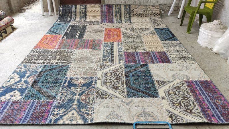 Mona Lisa 9x12 Multi-Colored Hand-Knotted Patched Rug | Banana Manor Rug Company