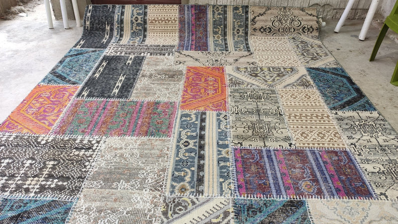 Mona Lisa 9x12 Multi-Colored Hand-Knotted Patched Rug | Banana Manor Rug Company