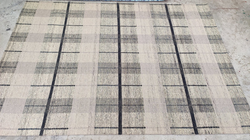 Peter 5.3x7.6 Brown and Black Handwoven Durrie Rug | Banana Manor Rug Company