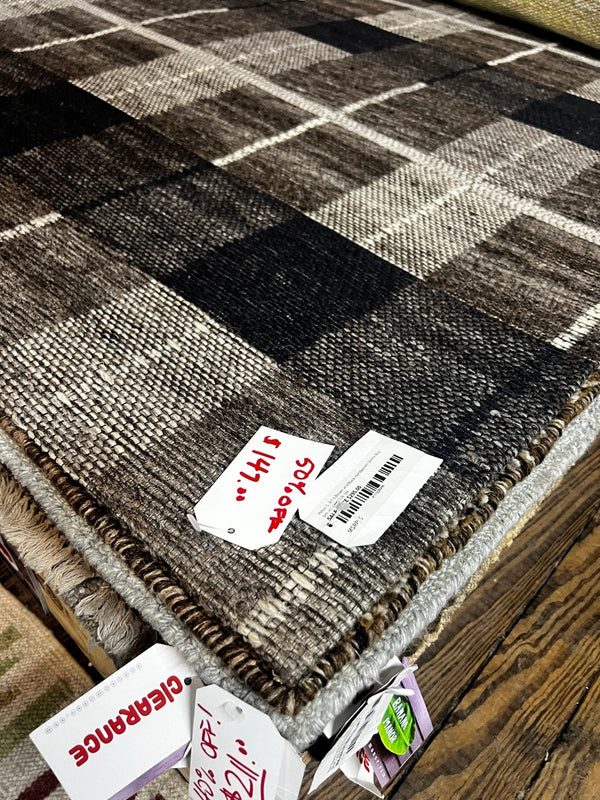 Peter 5.3x7.6 Brown and Black Handwoven Durrie Rug | Banana Manor Rug Factory Outlet