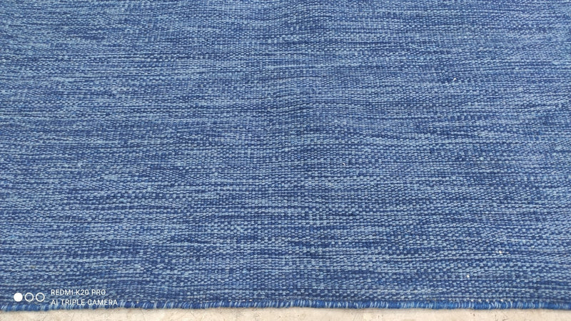 Prince Tuesday 4x4 Blue Handwoven Durrie Rug | Banana Manor Rug Company