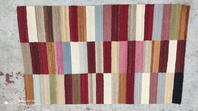 Robin 3x5.6 Handwoven Multi-Colored Striped Durrie Rug | Banana Manor Rug Company