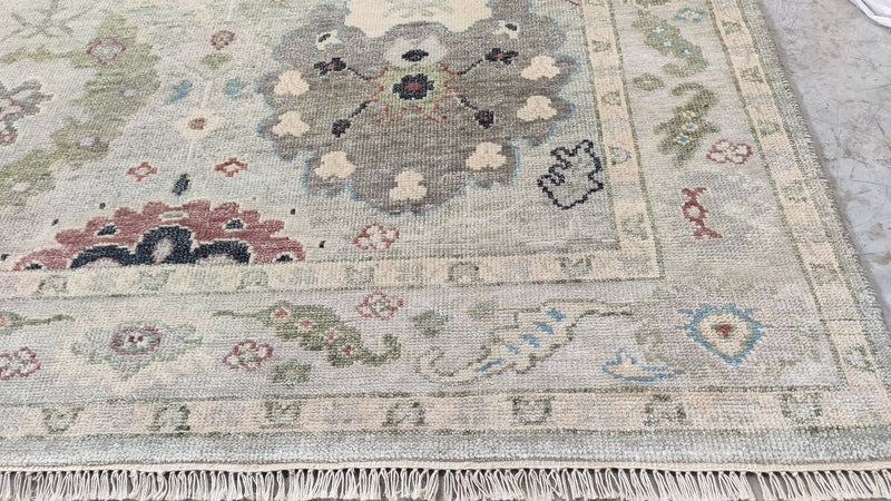 Sookie 6.3x9 Beige and Tan Hand-Knotted Oushak Rug | Banana Manor Rug Company