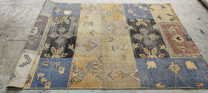 Tatum Kendrick Multi-Colored Patch Weave Hand-Knotted Rug 5.3x7.6 | Banana Manor Rug Company