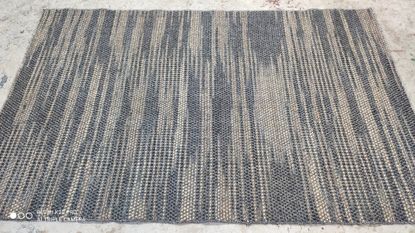 Terror Dog 5x8 Handwoven Grey and Natural Looped Jute Rug | Banana Manor Rug Company