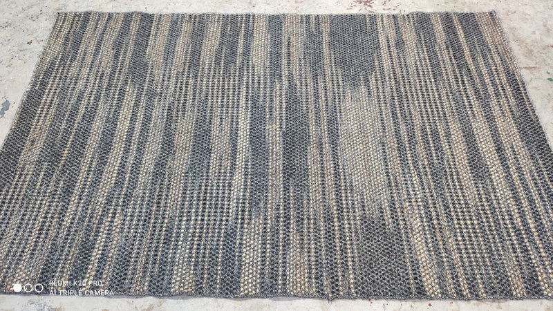 Terror Dog 5x8 Handwoven Grey and Natural Looped Jute Rug | Banana Manor Rug Company