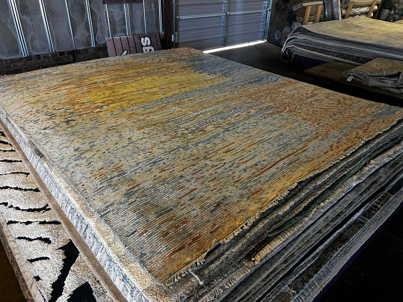Thea Sofie Loch Naess 8x10.6 Multi-Colored Hand-Knotted Abstract Rug | Banana Manor Rug Company