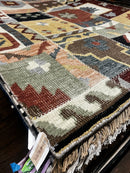 Tiger de Blanc 5x7.9 Hand-Knotted Muti-Colored Patched Kilim Rug