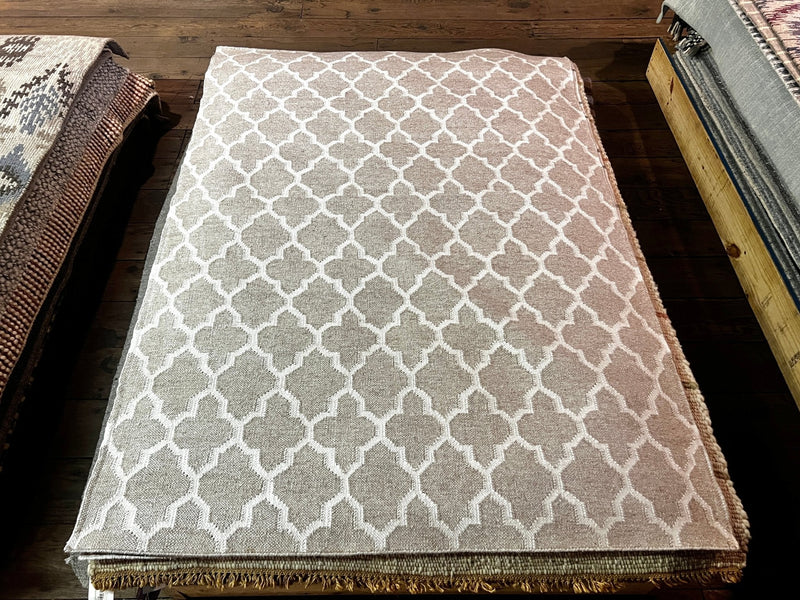 Tiny Tim 4.6x6.6 Beige and Ivory Handwoven Jali Rug | Banana Manor Rug Factory Outlet