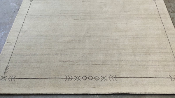 Twelve Mile Limit 5.6x8.6 Ivory Handwoven Gabbeh Rug | Banana Manor Rug Company