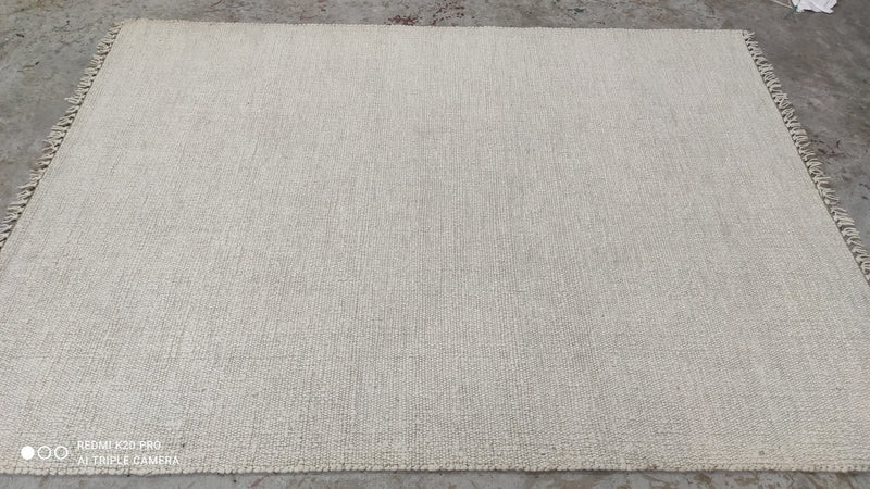 Vergara 5.7x7.6 Handwoven White Durrie Rug | Banana Manor Rug Company