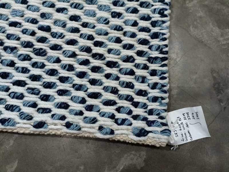 Weston 6x6 Handwoven PET Yarn Blue and White Rug | Banana Manor Rug Company