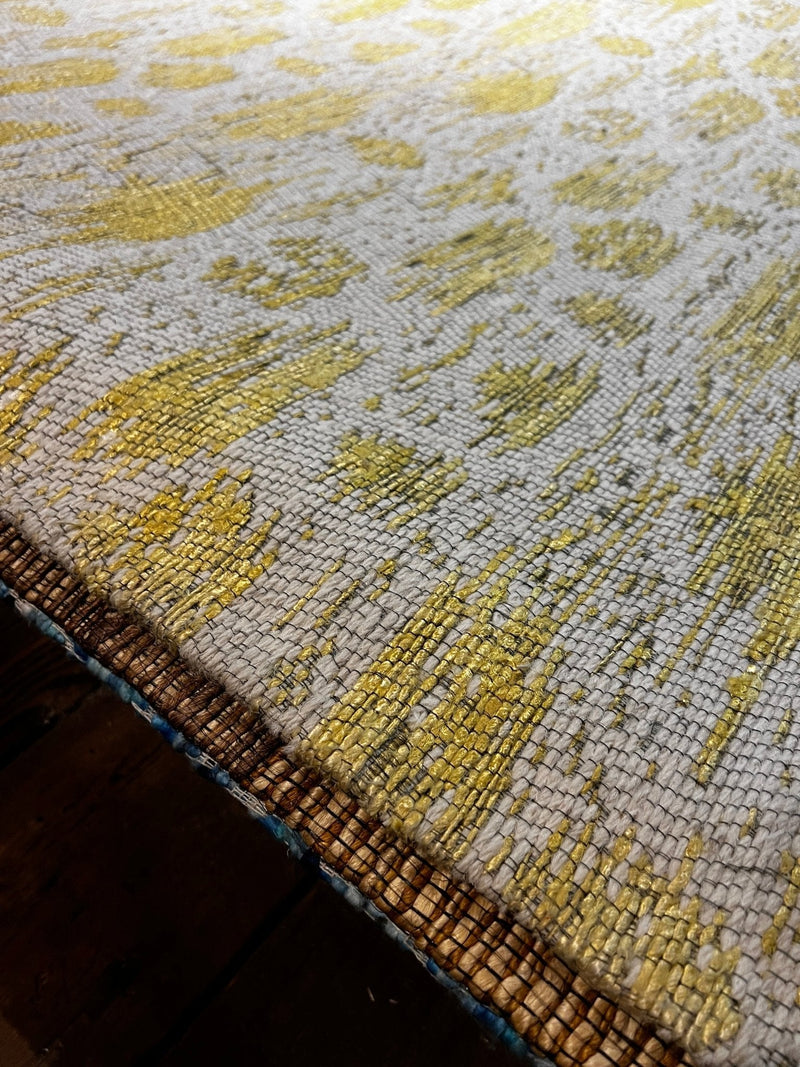 Yuzu 5.3x7.6 Lemon and White Stone Pattered Sari-Silk Rug | Banana Manor Rug Factory Outlet